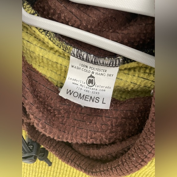 TRADE ONLY Melanzana Microgrid Hoodie - Size Women’s Large, Brown and Lime Green - Picture 3 of 3